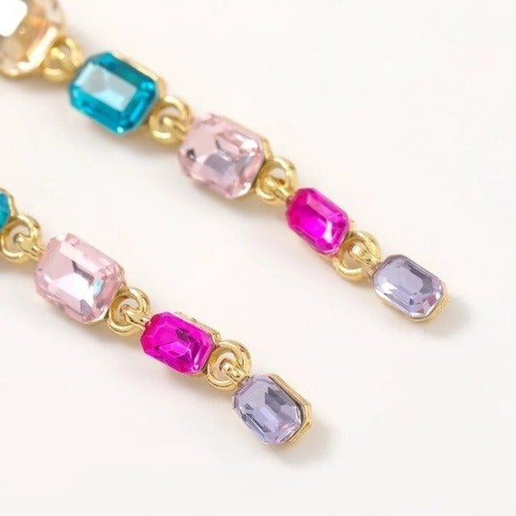 Rainbow drop earrings jewels multicolor dangle bohemian elegant fancy - Picture 2 of 3